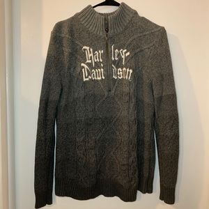 Gray Harley-Davidson XL Sweater with Zip Up Neck
